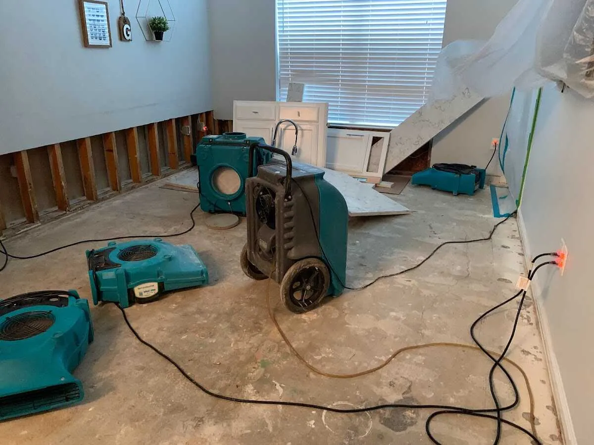 Dehumidifier in flood-cut room for Water Extraction & Removal in Danville